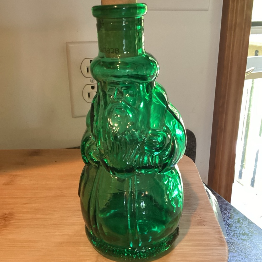 Vintage Green Glass Santa Decanter, Made in SPAIN - Picture 9 of 9